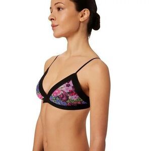 Parade Mesh Triangle Bralette Vibrant Floral & Black Lounge Stretchy Women's S